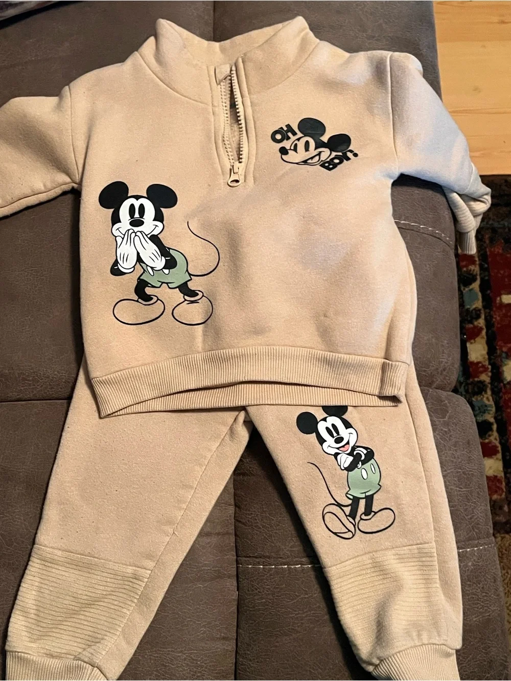 Disney Tan Kids Mickey Sweatshirt & Joggers Set